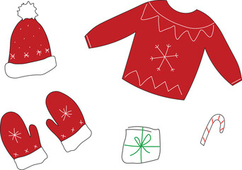 Set of Christmas clothes. Vector illustration