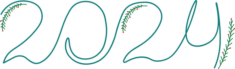 Inscription 2024. Vector illustration. Line.