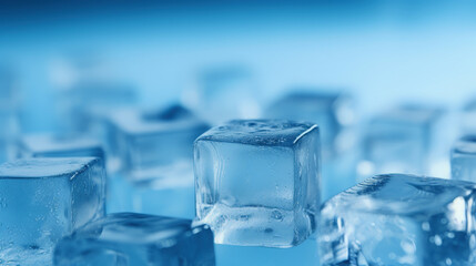 Ice cubes Icy cold background.