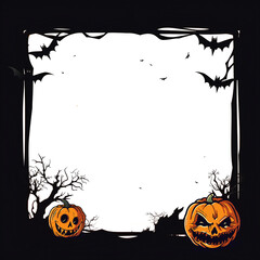 Cartoon Halloween Background. Frame Template. Ai Generative