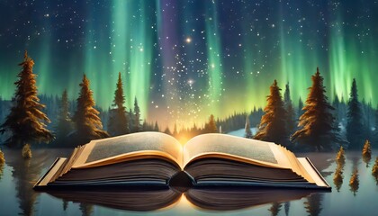 libro en aurora boreal