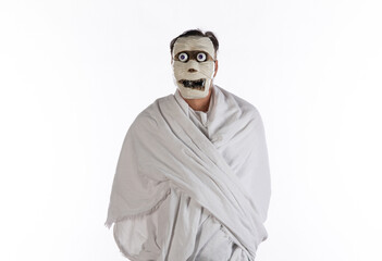 funny man in a mummy costume - obrazy, fototapety, plakaty