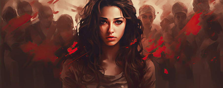 Domestic violence concept.  Stop fear and violence against women. copy space for text.