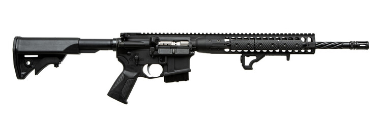 Modern automatic rifle isolated on white background. Weapons for police, special forces and the...