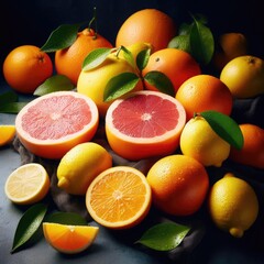 A group of oranges and grapefruits.