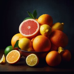 Oranges and Yellow Lemons in a bowl