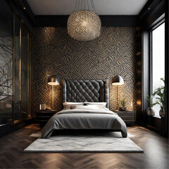 bedroom wallpaper ideas in different combination  to bring beauty to your boudoir | Generative AI