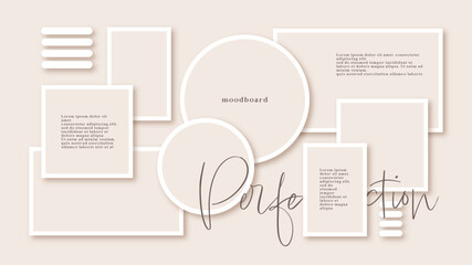 Vector photo collage template moodboard pictures grids vector illustration	