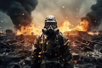 Gas warfare, chemical attacks. - obrazy, fototapety, plakaty