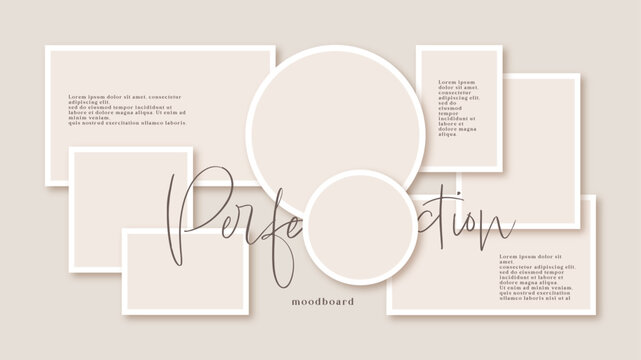 Vector photo collage template moodboard pictures grids vector illustration	