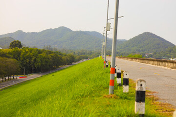 Road around Bang Phra Reservoir, Chonburi, Thailand.