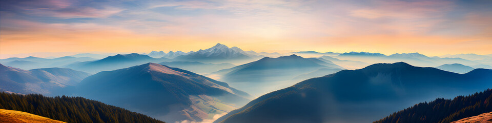 Mountain landscape with sunset background  - Powered by Adobe