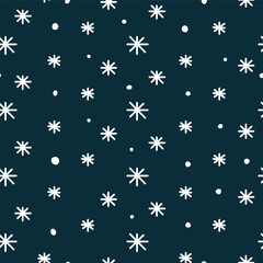 Seamless pattern with doodle snowflakes.