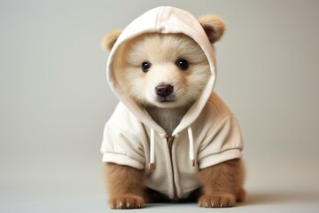 adorable bear donning a hoodie. Generative AI - obrazy, fototapety, plakaty