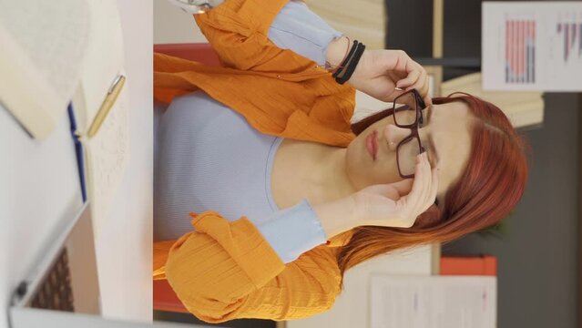 Vertical video of Young girl with dysmorphic disorder.