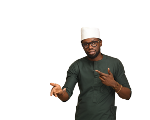 png of African Man presenting the way forward financial concepts goals and strategic processes.