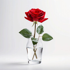 A red rose in a vase, AI Generated