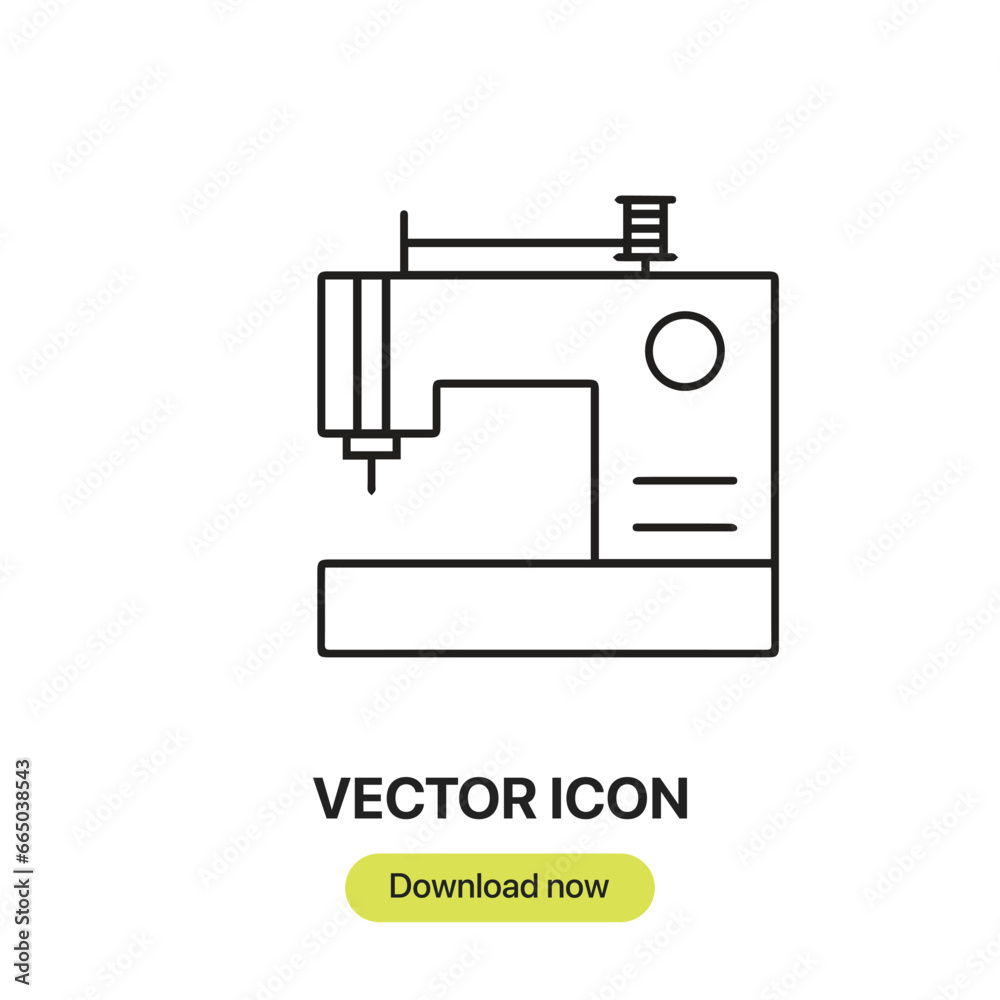 Poster Sewing Machine icon vector. Linear-style sign for mobile concept and web design. Sewing Machine symbol illustration. Pixel vector graphics - Vector.