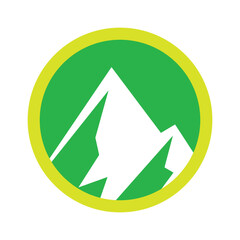 Mountain icon, vector, clip art, and symbol. Icon of mountain theme concept with a square shape.