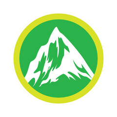 Mountain icon, vector, clip art, and symbol. Icon of mountain theme concept with a square shape.