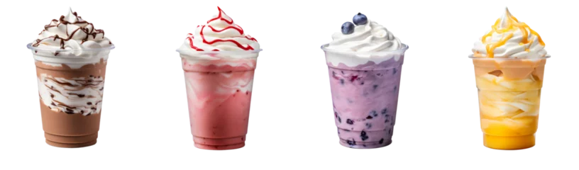 Foto op Plexiglas Set of various milkshake isolated on transparent background. © zeenika