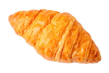 Top view of croissant or French bread isolated on white background with clipping path