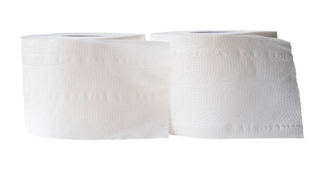 Set of two rolls of white tissue paper or napkin isolated on white background with clipping path in png file format. Front view