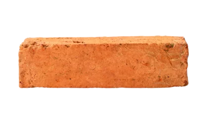 Papier Peint photo autocollant Mur de briques Single old cracked red or orange brick isolated with clipping path in png file format