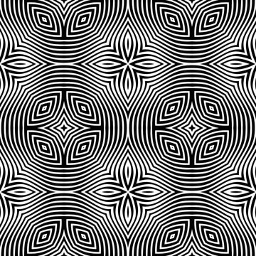black and white seamless pattern wallpaer vector line circel zebra pattern. 