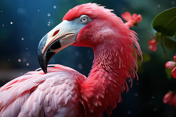 flamingo, bird, pink, wasser, tier, natur, tierpark, wild lebende tiere. Generative Ai.