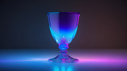 blue pink neon refracted beam goblet glass