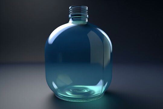 Translucent blue bottle. 3D rendering. Generative AI