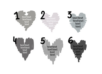 Painted grunge vector shape. Collection of heart icon hand drawn vector  text boxes. Empty chart design template. © Olga