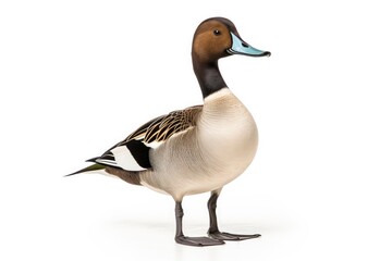 Northern pintail isolated on white background.