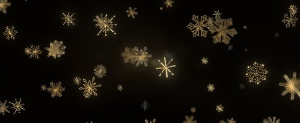 Snowflake Dance: Radiant 3D Illustration Showcasing Falling Christmas Snowflakes in Harmony
