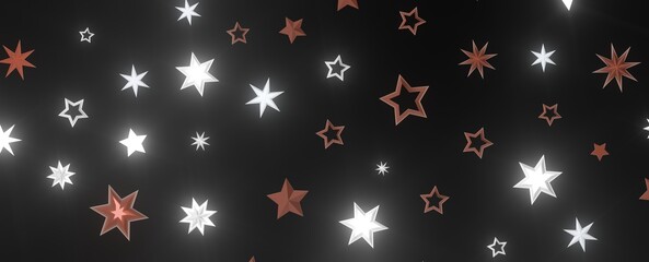 XMAS Stars - Banner with golden decoration. Festive border with falling glitter dust and stars.