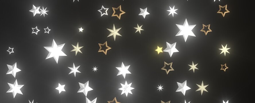 Plummeting Christmas Sparkles: Captivating 3D Illustration of Descending Holiday Star Glitters