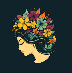 women with flowers decoration design vector illustration