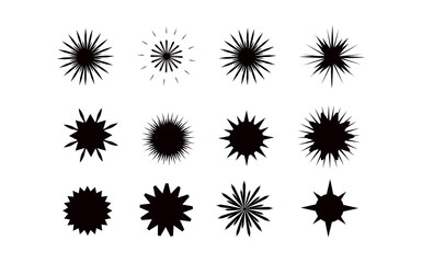 Collection red stars stickers and badges for promotion.Starburst stickers set - a collection of round and oval bright labels and buttons with promotional offers isolated on a white background. 