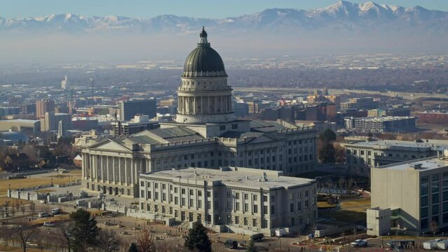 Utah Capitol Building - Cinematic Drone Shot Around City