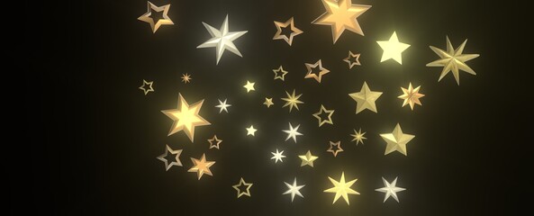 XMAS Stars - stars. Confetti celebration, Falling golden abstract decoration for party, birthday celebrate,