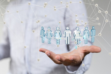 Neural network concept. Connected cells with links.