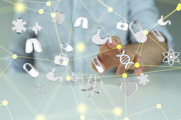 digital medical futuristic interface 3D rendering