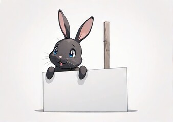 Bunny Banner cute design on simple background with space for text. Copy space.