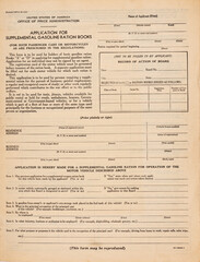 Vintage fuel rationing empty form