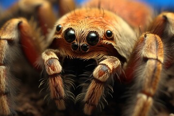 Close-up of a hairy tarantula. Generative AI