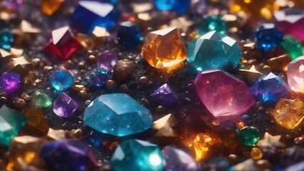 Piles Of Gemstones Of Various Colors And Luster That Radiate Luxurious Light Like Treasure