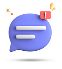 3d rendering of speech bubble, 3D pastel chat with exclamation mark icon set.