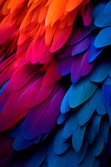 Obraz premium feathers , Chromatic photography, vivid hues, saturated colors, striking composition, harmonious balance, lively atmosphere, direct sunlight