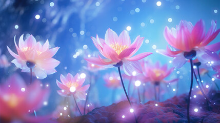 Bright original background pink lotus image under water for a greeting card.